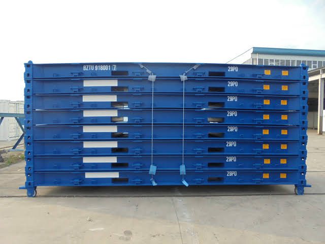 blue platform container